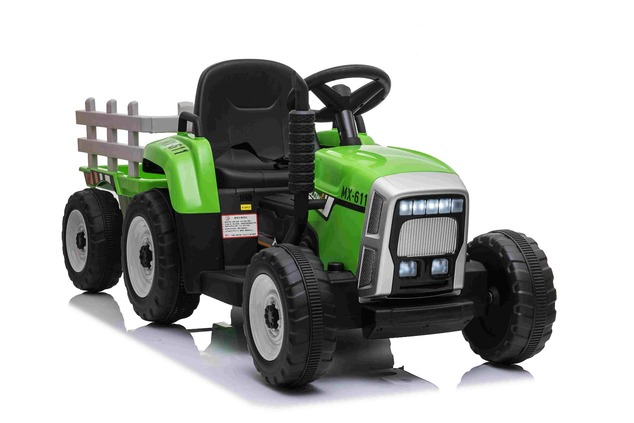 Electric Tractor WORKERS with trailer, green, Rear wheel drive, Lithium Battery, Plastic wheels, wid
