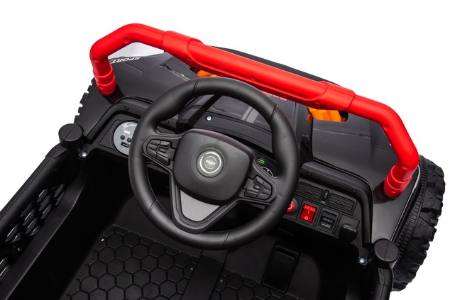 Electric ride-on car UTV Small 12V, black, Rear wheel drive, 12V battery, Plastic wheels, Wide doubl