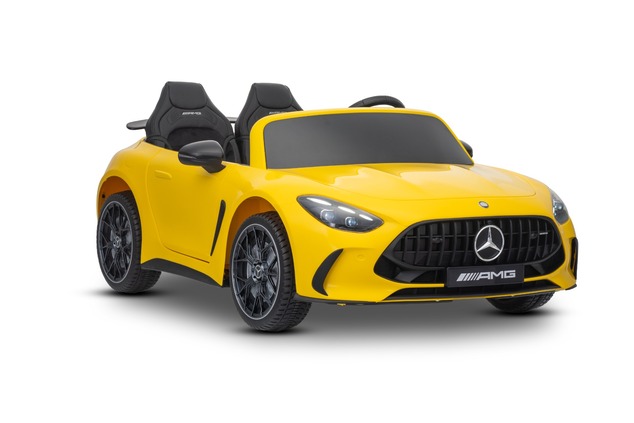 Electric Ride-on car Mercedes GT63 AMG 24V with 4x4 drive, yellow, Two-seater, Adjustable driver's s