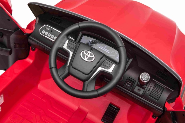 Electric Ride on Car Toyota Landcruiser 12V, RED, Leatherette seat, 12V/7AH Battery, Opening doors, 