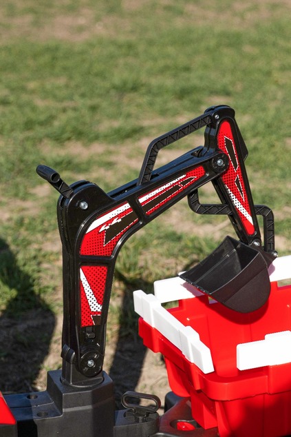 Electric tractor TOP-WORKER 12V with buckets and trailer, Single seat, red, soft PU seat, MP3 Player
