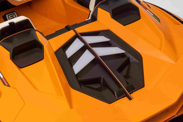 Electric Ride-on car Lamborghini Sian 4X4, orange, 12V, 2.4 GHz remote control, USB / AUX Input, Blu
