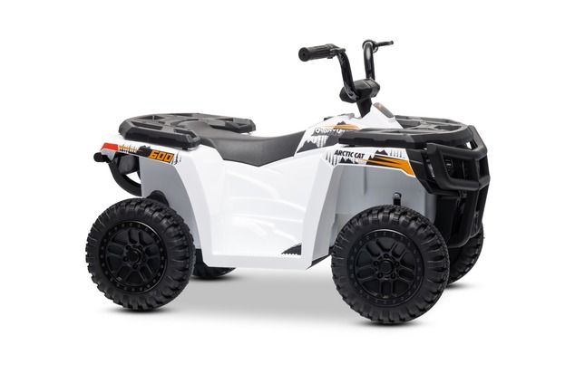 Licensed electric Ride-on quad Arctic Cat 12V with rear wheel drive, white, LED lights, Lithium batt