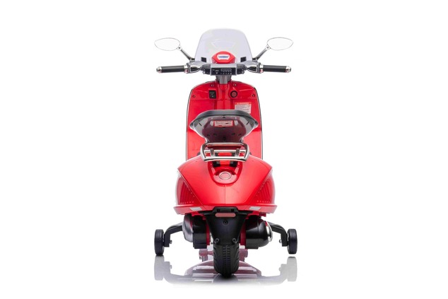 Electric ride-on Scooter Vespa 946 with reverse gear, red, Licensed, auxiliary wheels, Lithium batt