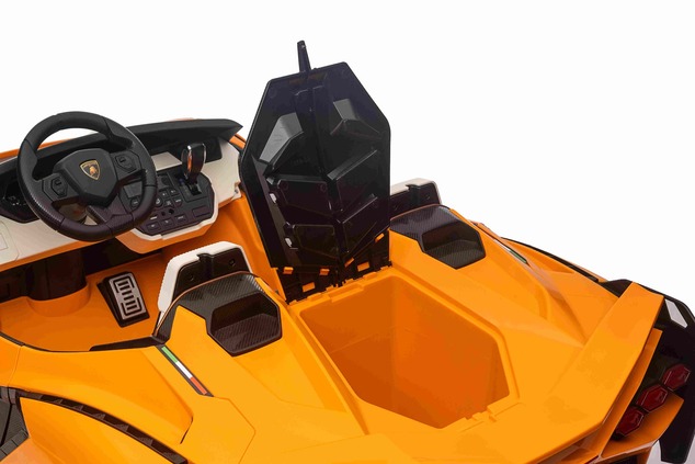 Electric Ride-on car Lamborghini Sian 4X4, orange, 12V, 2.4 GHz remote control, USB / AUX Input, Blu