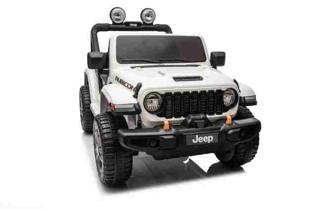 JEEP Wrangler elektrické autíčko pro děti, Bílá, Dvoumístné kožené sedadlo, Rádio s Bluetooth a USB vstupem, 4x4 | Beneo Motors