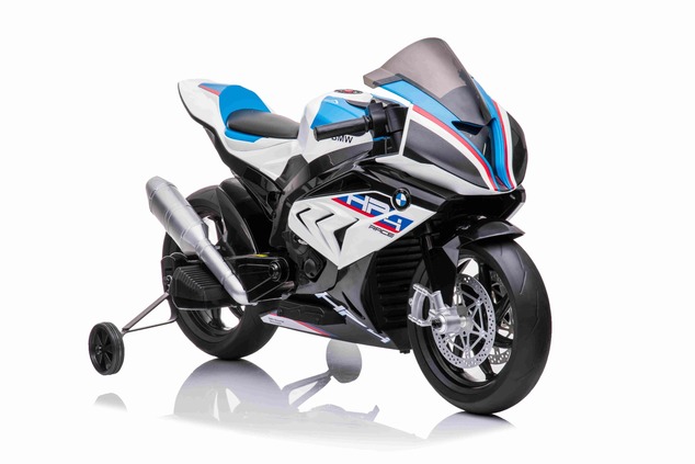 Electric Motorbike BMW HP4 RACE 12V, Licensed, white, 12V battery, EVA soft wheels, 2 x 35W Engines,