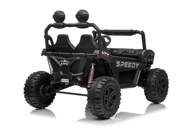 Electric Ride-on car T-REX Ride 4x4 Two-seater 24V, black, MP3 Player with USB/AUX input, 4x4 drive,