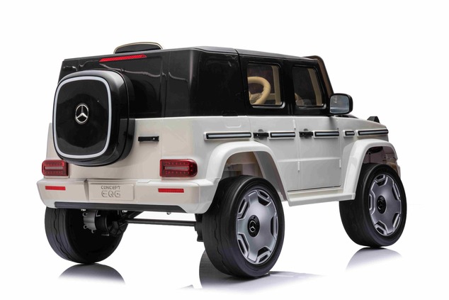 Electric Ride-on car Mercedes-Benz EQG 12V, white, LED underlighted body parts, Functional front and