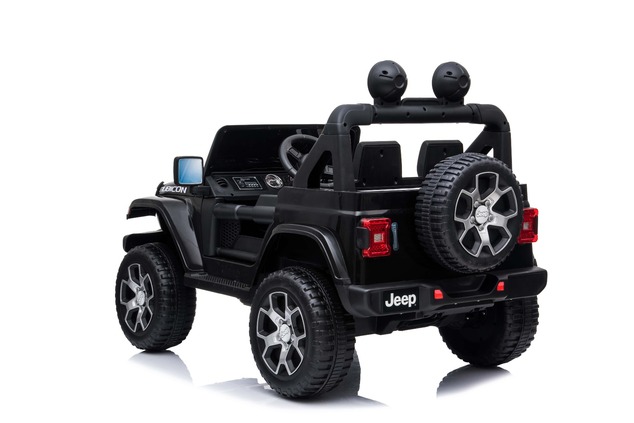 Electric Ride-On JEEP Wrangler, Black, Double Leather Seat, Radio with Bluetooth and USB Input, 4x4 