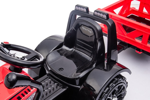 Electric Tractor FARMER with ladle and trailer, red, rear drive, 6V battery, Plastic wheels, wide se