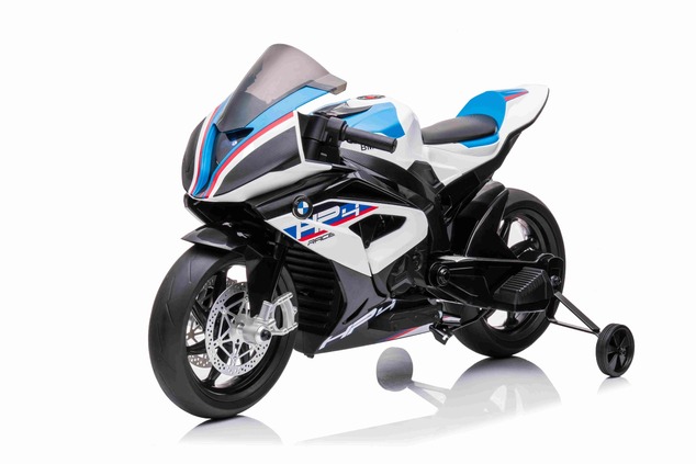 Electric Motorbike BMW HP4 RACE 12V, Licensed, white, 12V battery, EVA soft wheels, 2 x 35W Engines,
