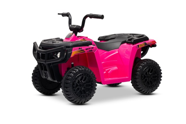 Licensed electric Ride-on quad Arctic Cat 12V with rear wheel drive, pink, LED lights, Lithium batte