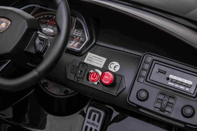 Electric Ride on Car Lamborghini Aventador 12V for two users, Black, Vertical opening doors, 2 x 12V