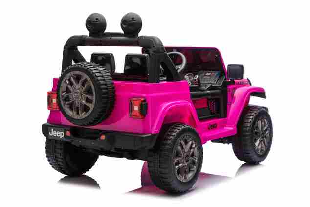 JEEP Wrangler elektrické autíčko pro děti, Růžová, Dvoumístné kožené sedadlo, Rádio s Bluetooth a USB vstupem, 4x4 | D
