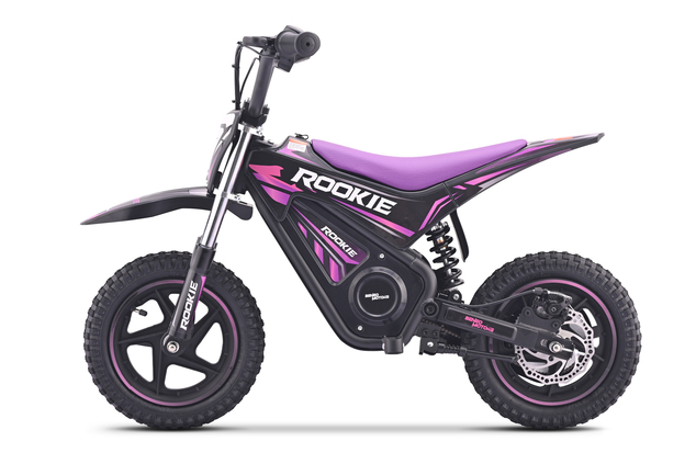 Pocket bike eléctrica para niños ROOKIE 24V (12"), batería de litio, motor brushless 250 W, freno de disco