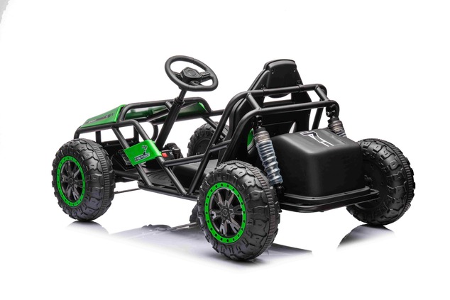 Electric Ride-on SPORT-CART 24V, green, Soft EVA wheels, Leatherette seat, 2 x 50W Motor, 24V Batter