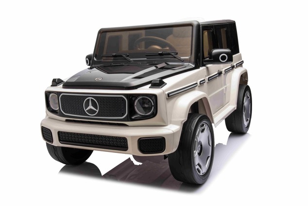 Electric Ride-on car Mercedes-Benz EQG 12V, white, LED underlighted body parts, Functional front and