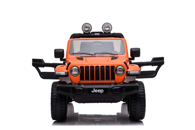 Electric Ride-On JEEP Wrangler, Orange, Double Leather Seat, Radio with Bluetooth and USB Input, 4x4
