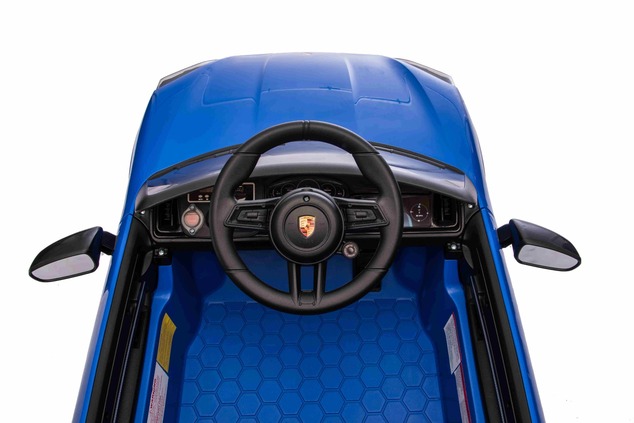 Auto elettrica per bambini Porsche Cayenne 12V con trazione posteriore - con licenza (1 posto), blu,