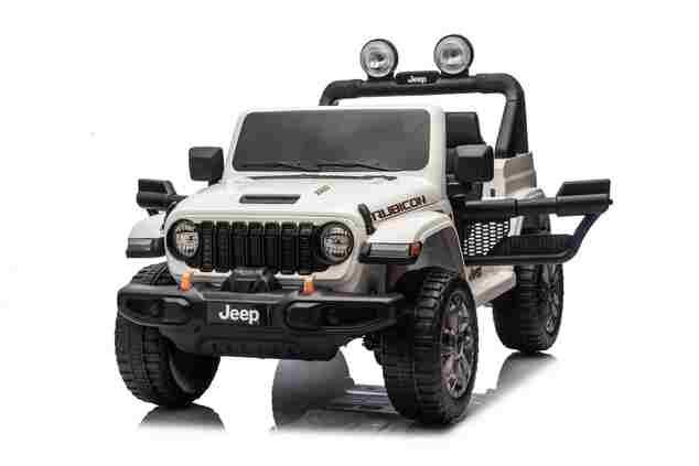 JEEP Wrangler elektrické autíčko pro děti, Bílá, Dvoumístné kožené sedadlo, Rádio s Bluetooth a USB vstupem, 4x4 | Beneo Motors