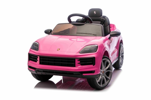 Auto elettrica per bambini Porsche Cayenne 12V con trazione posteriore - con licenza (1 posto), rosa