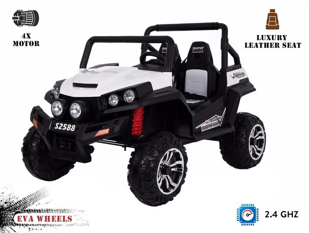 Electric Ride-On Toy Car RSX buggy 2X 12V/7Ah White - 2.4Ghz, 4 X MOTOR, remote control, two-seats i