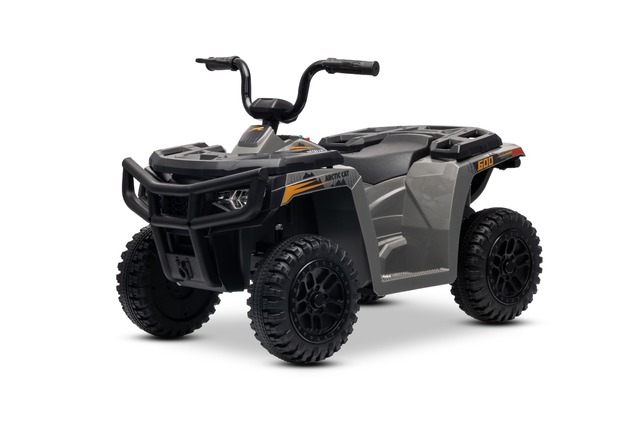 Licensed electric Ride-on quad Arctic Cat 12V with rear wheel drive, grey, LED lights, Lithium batte