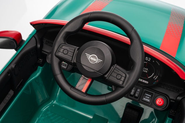 Electric Ride-on car Mini Cooper 12V, green, MP3 Player with USB and Bluetooth connection, 2.4 GHz r