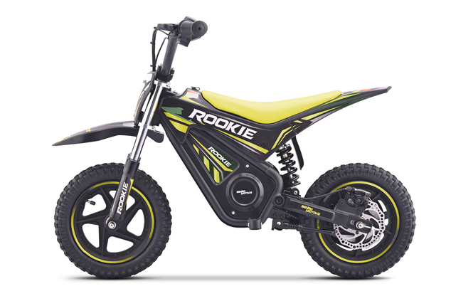 Pocket bike eléctrica para niños ROOKIE 24V (12"), batería de litio, motor brushless 250 W, freno de disco