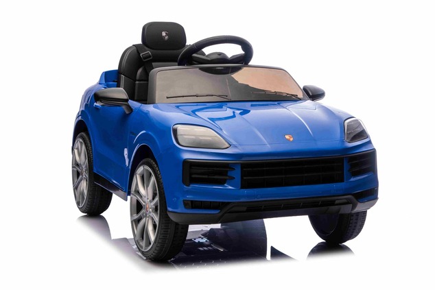 Auto elettrica per bambini Porsche Cayenne 12V con trazione posteriore - con licenza (1 posto), blu,