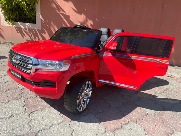 Electric Ride on Car Toyota Landcruiser 12V, RED, Leatherette seat, 12V/7AH Battery, Opening doors, 