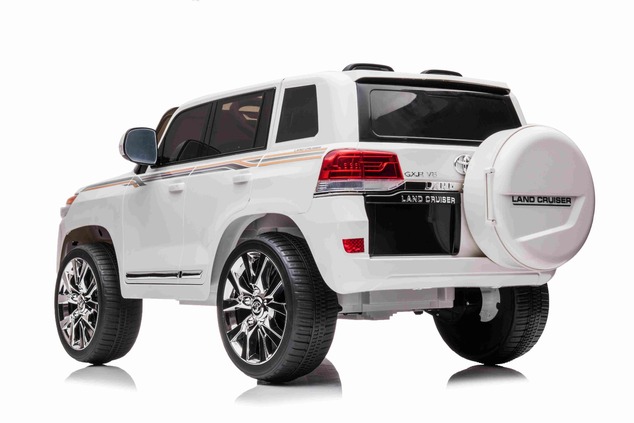 Electric Ride on Car Toyota Landcruiser 12V, WHITE, Leatherette seat, 12V/7AH Battery, Opening doors