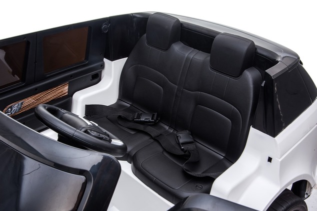 Electric Ride-On Range Rover, White, Double Leather Seat, LCD Display with USB Input, 4x4 Drive, 2x
