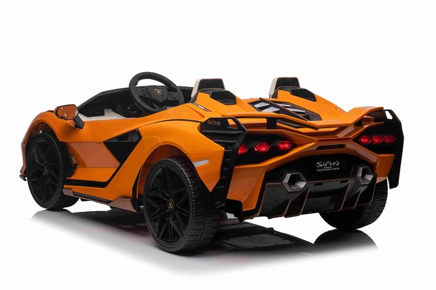 Electric Ride-on car Lamborghini Sian 4X4, orange, 12V, 2.4 GHz remote control, USB / AUX Input, Blu
