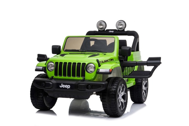 Electric Ride-On JEEP Wrangler, Green, Double Leather Seat, Radio with Bluetooth and USB Input, 4x4 