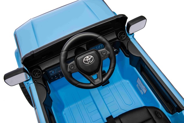 Electric ride-on car Toyota Landcruiser 12V, blue, wide single seat, 2.4 GHz remote control, USB / A