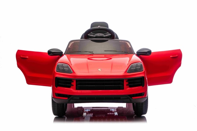 Auto elettrica per bambini Porsche Cayenne 12V con trazione posteriore - con licenza (1 posto), ross