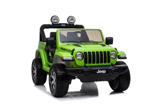 Electric Ride-On JEEP Wrangler, Green, Double Leather Seat, Radio with Bluetooth and USB Input, 4x4 