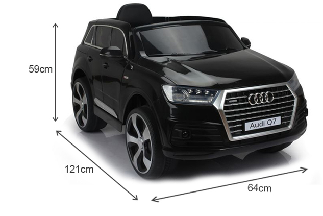 Auto elettrica per bambini Audi Q7 Quattro, Nero, con licenza ufficiale, a batteria, porte apribili