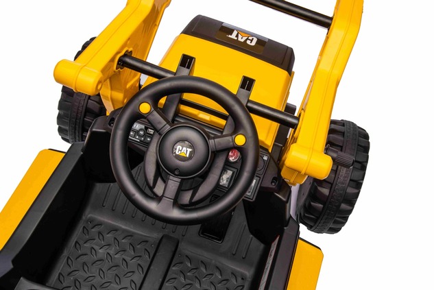 Licensed Caterpillar Electric Excavator with Slope Bucket, Single Seat, Yellow, USB Input on MP3 Pla