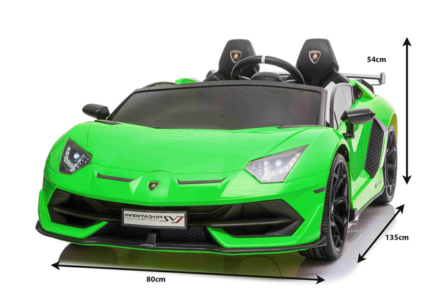 Electric Ride on Car Lamborghini Aventador 12V for two users, Green, Vertical opening doors, 2 x 12V