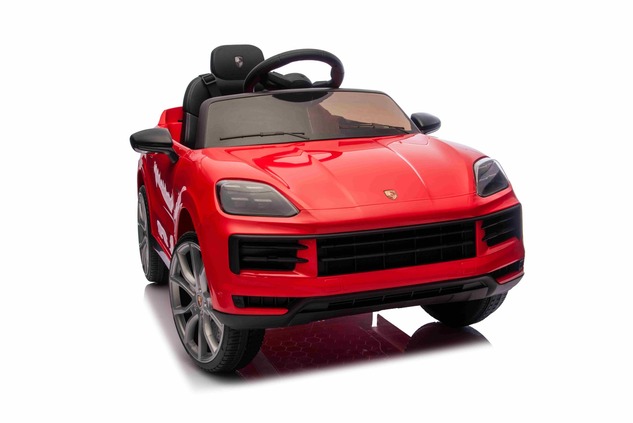 Auto elettrica per bambini Porsche Cayenne 12V con trazione posteriore - con licenza (1 posto), ross