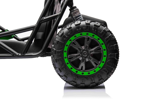 Electric Ride-on SPORT-CART 24V, green, Soft EVA wheels, Leatherette seat, 2 x 50W Motor, 24V Batter