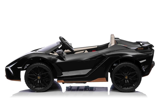 Electric Ride-on car Lamborghini Sian 4X4, black, 12V, 2.4 GHz remote control, USB / AUX Input, Blue