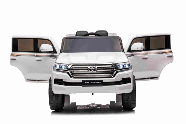 Electric Ride on Car Toyota Landcruiser 12V, WHITE, Leatherette seat, 12V/7AH Battery, Opening doors