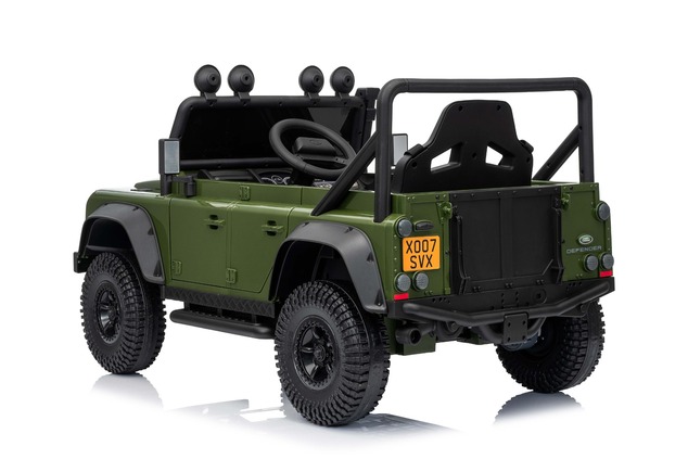 Electric Ride-on car Land Rover Defender 110 SVX 12V, green, 4X4 drive, LED lights, front and rear w