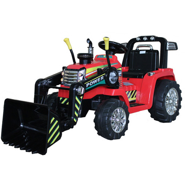 Electric Tractor MASTERS with ladle, red, Rear wheel drive, 12V battery,2 x 25W Engines, Front Ladle