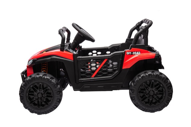 Electric ride-on car UTV Small 12V, red, Rear wheel drive, 12V battery, Plastic wheels, Wide double 