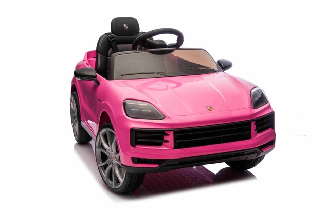Auto elettrica per bambini Porsche Cayenne 12V con trazione posteriore - con licenza (1 posto), rosa
